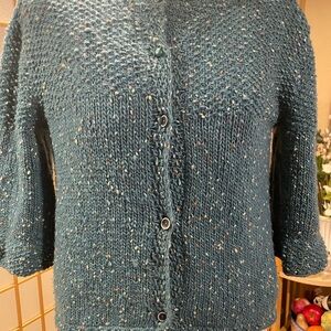 Elegant Teal Knit Hand knit Cardigan M
